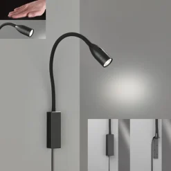Sten LED wandlamp met gebarenbediening, zwart