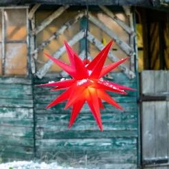 Ster Ganesha 18-puntig voor buiten in het rood