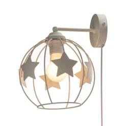 Sterren wandlamp, zandkleurig, metaal, Ø 21 cm, stekker