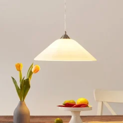 Stijlvolle opaalglas-hanglamp LOISA - nikkel