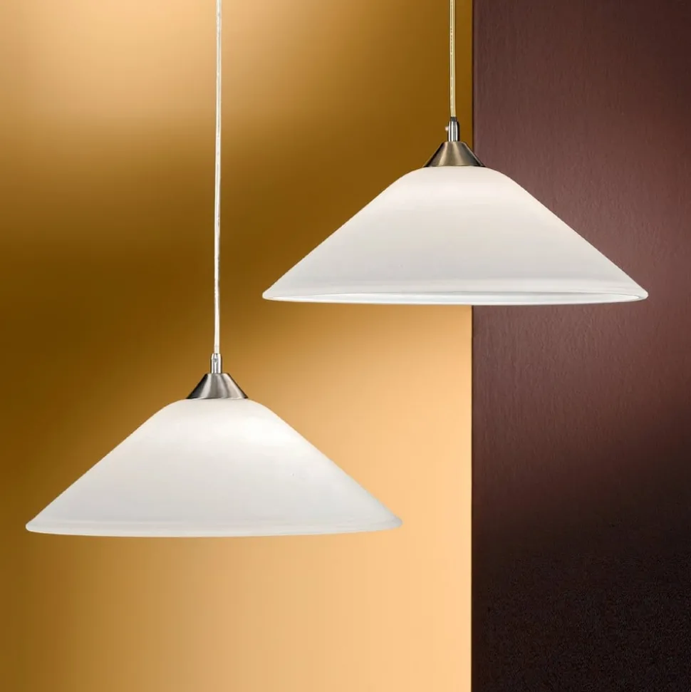 Stijlvolle opaalglas-hanglamp LOISA - nikkel