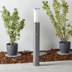 Stijlvolle zuillamp Elvio met bewegingssensor