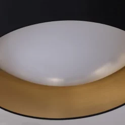 Stoffen plafondlamp Coleen in zwart, binnenin goud