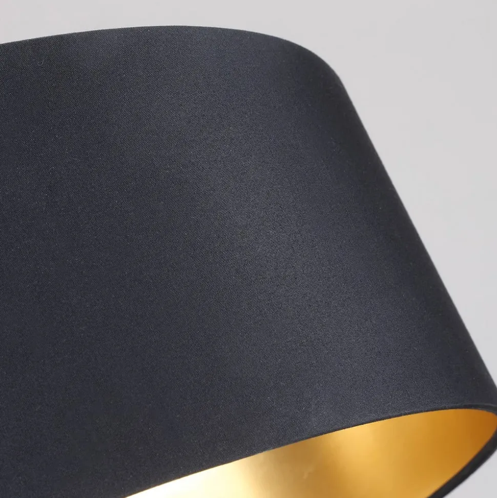 Stoffen plafondlamp Coleen in zwart, binnenin goud
