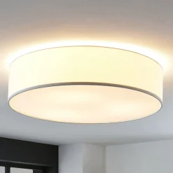 Stoffen plafondlamp Gordana in wit, 57 cm