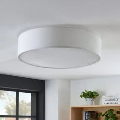 Stoffen plafondlamp Gordana in wit, 57 cm