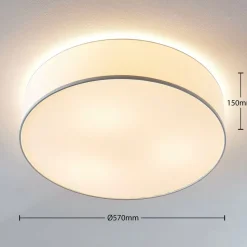 Stoffen plafondlamp Gordana in wit, 57 cm