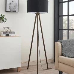 Stoffen vloerlamp Majken - donkergrijs/zwart