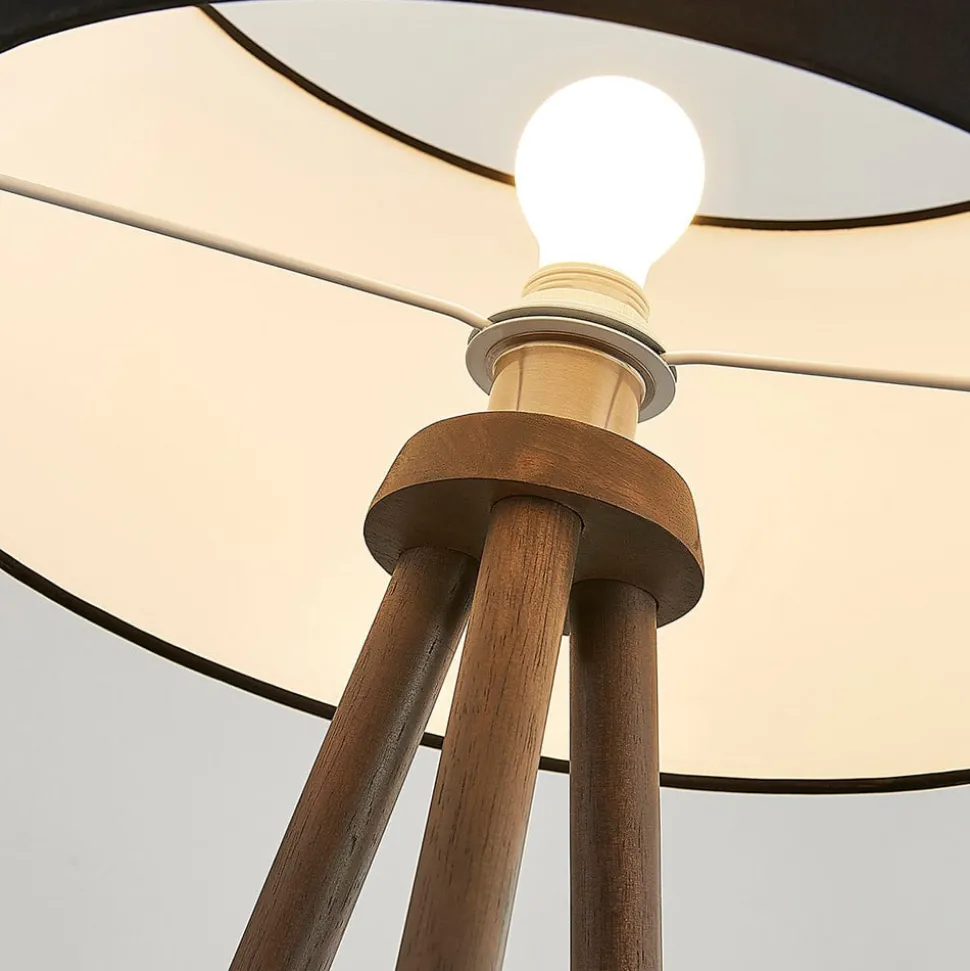 Stoffen vloerlamp Majken - donkergrijs/zwart