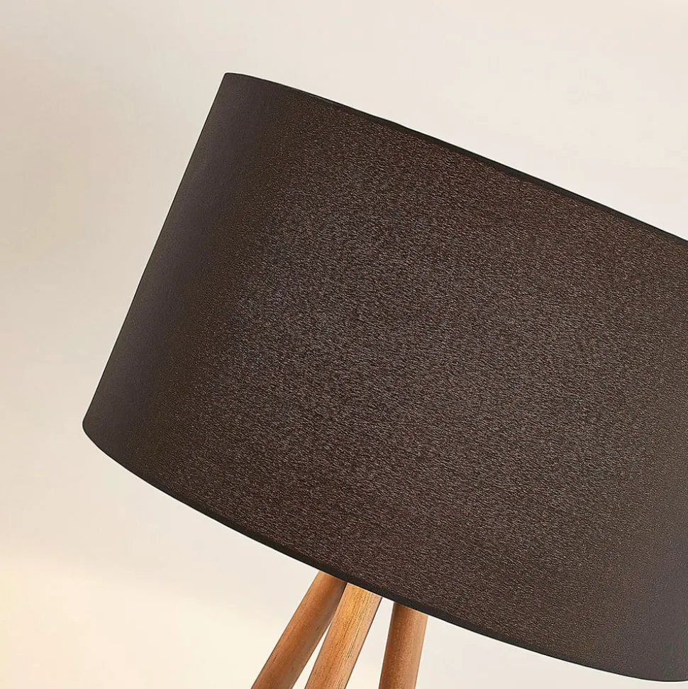 Stoffen vloerlamp Majken - donkergrijs/zwart