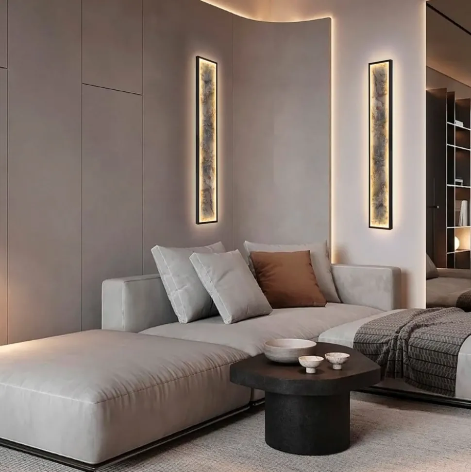 Stone LED wandlamp, 100 x 15 cm, CCT, zwart, metaal