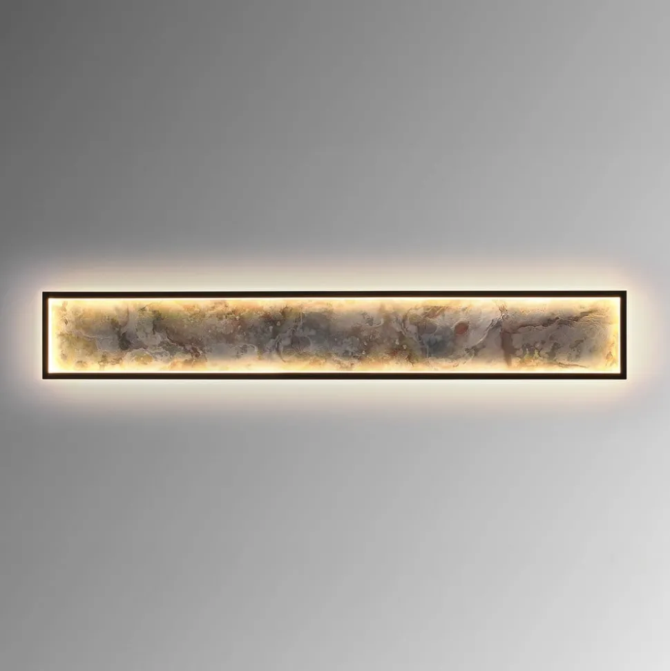 Stone LED wandlamp, 100 x 15 cm, CCT, zwart, metaal