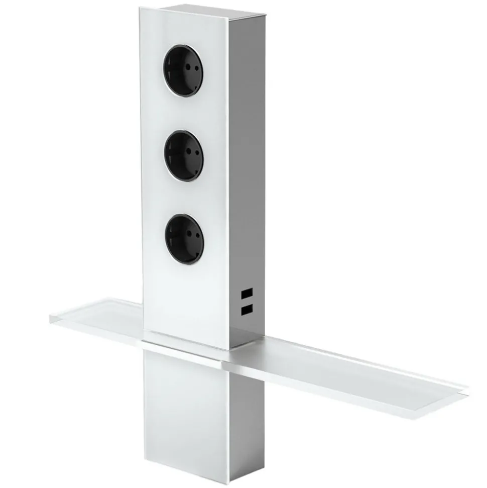 Stopcontacttoren per 3 Power met USB en legbord