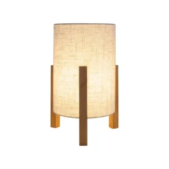 Tafellamp 3193, hout, linnen textiel, hoogte 32cm