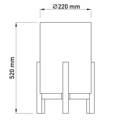 Tafellamp 3193, hout, linnen textiel, hoogte 52cm