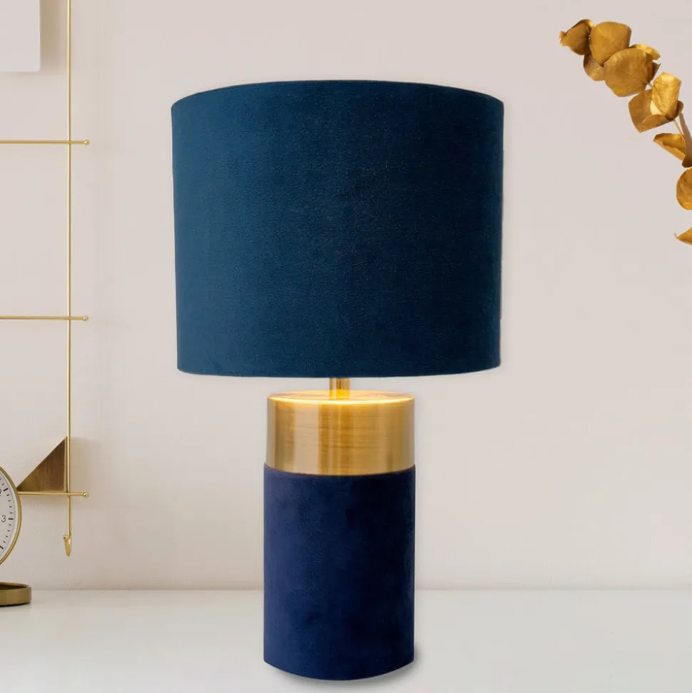 Tafellamp 3189512, kap van textiel, blauw