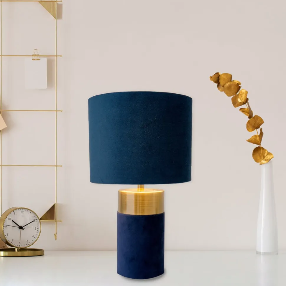 Tafellamp 3189512, kap van textiel, blauw