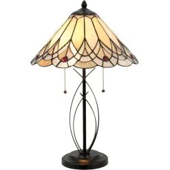 Tafellamp 5186 met amberkleurige glazen kap