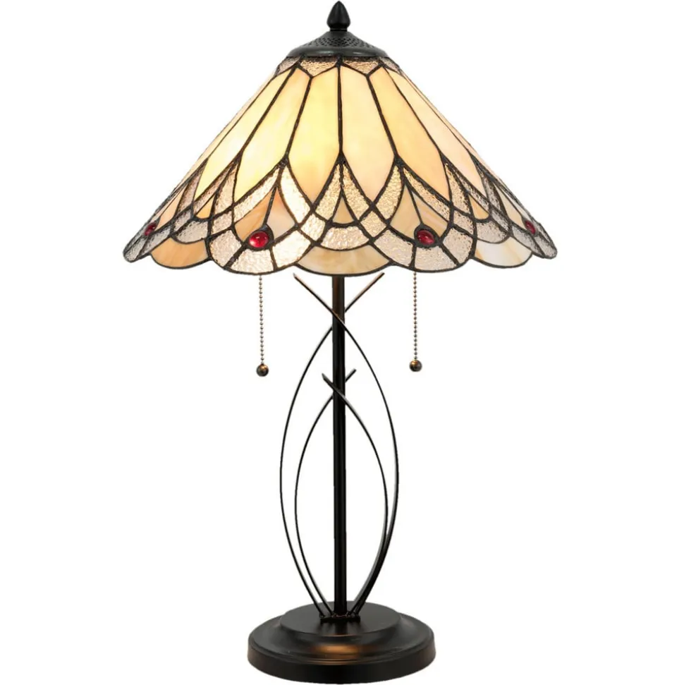 Tafellamp 5186 met amberkleurige glazen kap