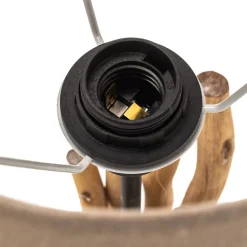 Tafellamp Agar met stoffen kap en houten element