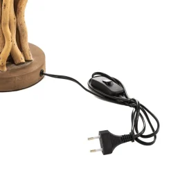 Tafellamp Agar met stoffen kap en houten element