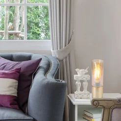 Tafellamp Annika, messing-amber