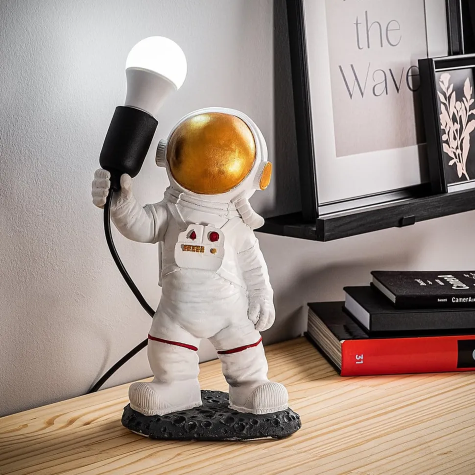 Tafellamp Astronaut-1, wit, polyester, hoogte 32 cm