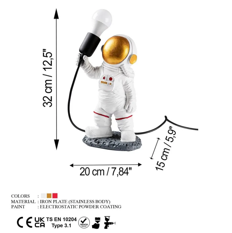 Tafellamp Astronaut-1, wit, polyester, hoogte 32 cm