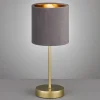 Tafellamp Aura, voet goud, kap grijs/goud