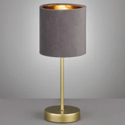 Tafellamp Aura, voet goud, kap grijs/goud