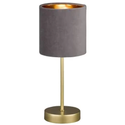 Tafellamp Aura, voet goud, kap grijs/goud