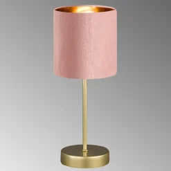 Tafellamp Aura, voet goud, kap rose/goud