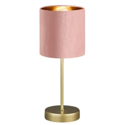Tafellamp Aura, voet goud, kap rose/goud