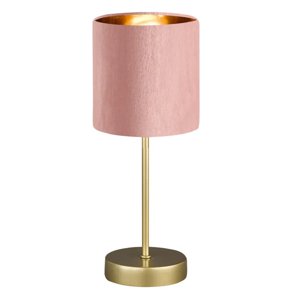 Tafellamp Aura, voet goud, kap rose/goud