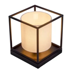 Tafellamp Beta van metaal met stoffen kap wit