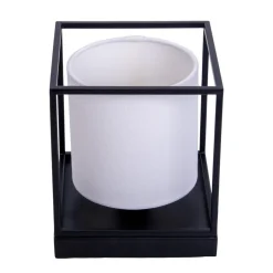 Tafellamp Beta van metaal met stoffen kap wit