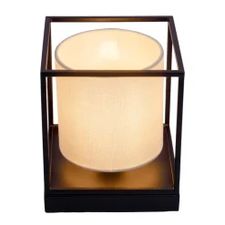 Tafellamp Beta van metaal met stoffen kap wit