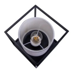 Tafellamp Beta van metaal met stoffen kap wit