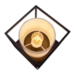 Tafellamp Beta van metaal met stoffen kap wit