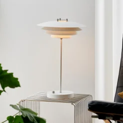 Tafellamp Bretagne, meerlaags kap, wit