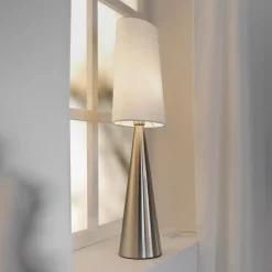 Tafellamp Conus met kap WHITE, nikkel