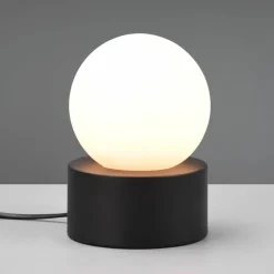 Tafellamp Countess, opaalglas, metalen voet zwart