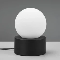 Tafellamp Countess, opaalglas, metalen voet zwart