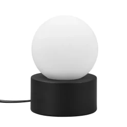 Tafellamp Countess, opaalglas, metalen voet zwart