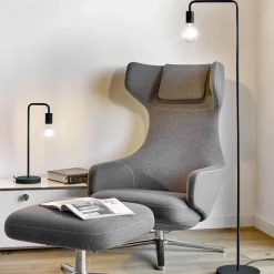 Tafellamp Diallo zonder kap in mat zwart