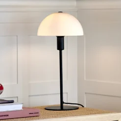 Tafellamp Ellen met glazen kap, zwart