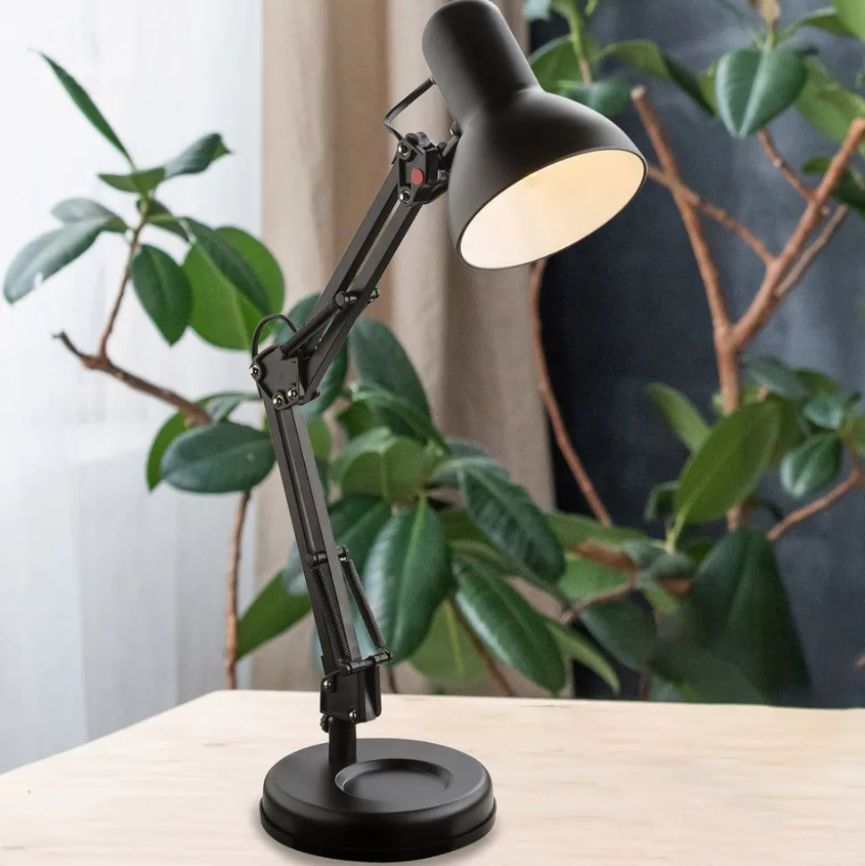 Tafellamp Famous met drie scharnier, zwart