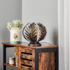 Tafellamp Felce als varen in brons, hoogte 24 cm