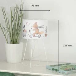 Tafellamp Ferdi Kids, textiel, metaal, wit, bont