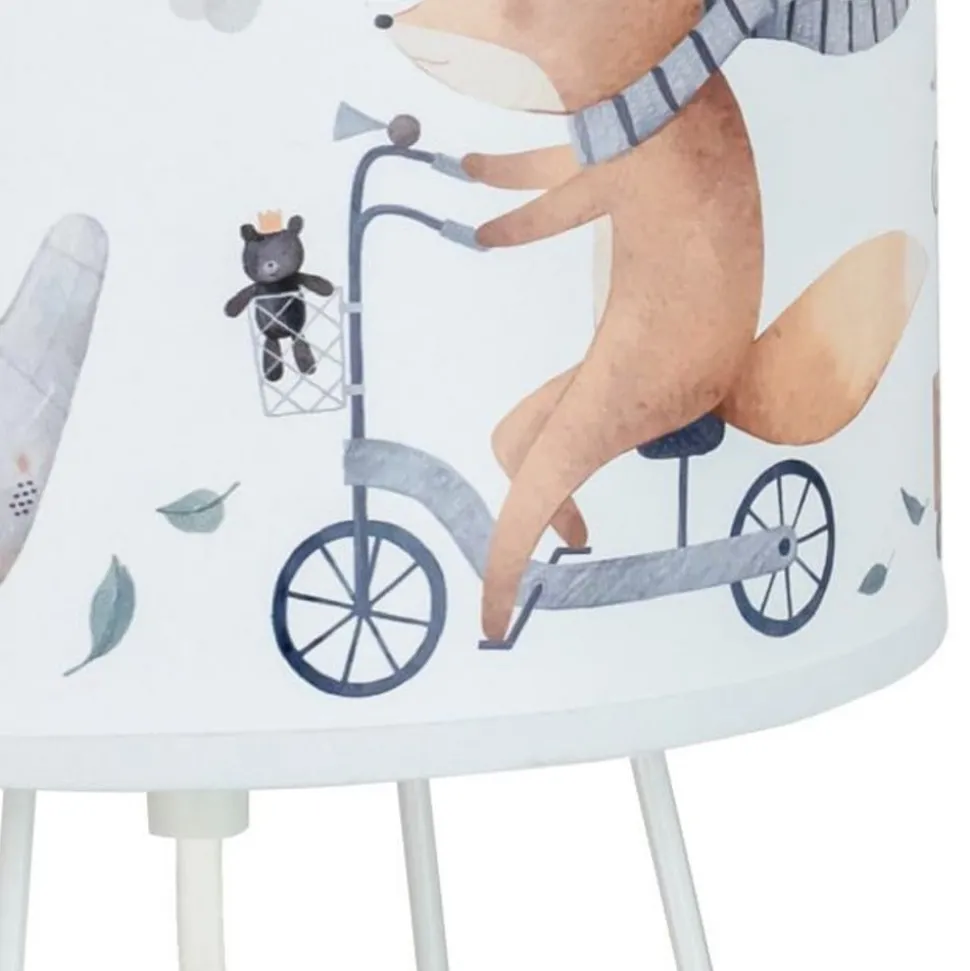 Tafellamp Ferdi Kids, textiel, metaal, wit, bont